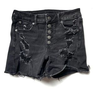 American Eagle black button fly jean shorts size 2